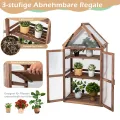 RELAX4LIFE 3 Etagen Hochbeet, Gewächshaus mit 3 Ablagen, Frühbeet aus Tannenholz & Polycarbonat, Pflanzenhaus für Garten Balkon Terrasse, 70,5 x 41 x 133,5 cm - Thumbnail 4