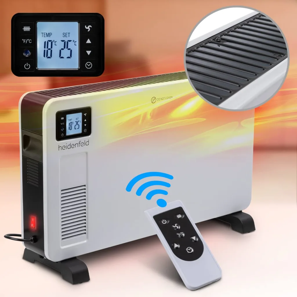 Heidenfeld Konvektor Heizung elektrisch EK100 | ???? ???????????????????? ???????????????????????????????? - 2300 Watt - Fernbedienung - Heizkörper - Elektroheizung - Standheizung - Wandheizung - Wandkonvektor - Bis ???????? m²