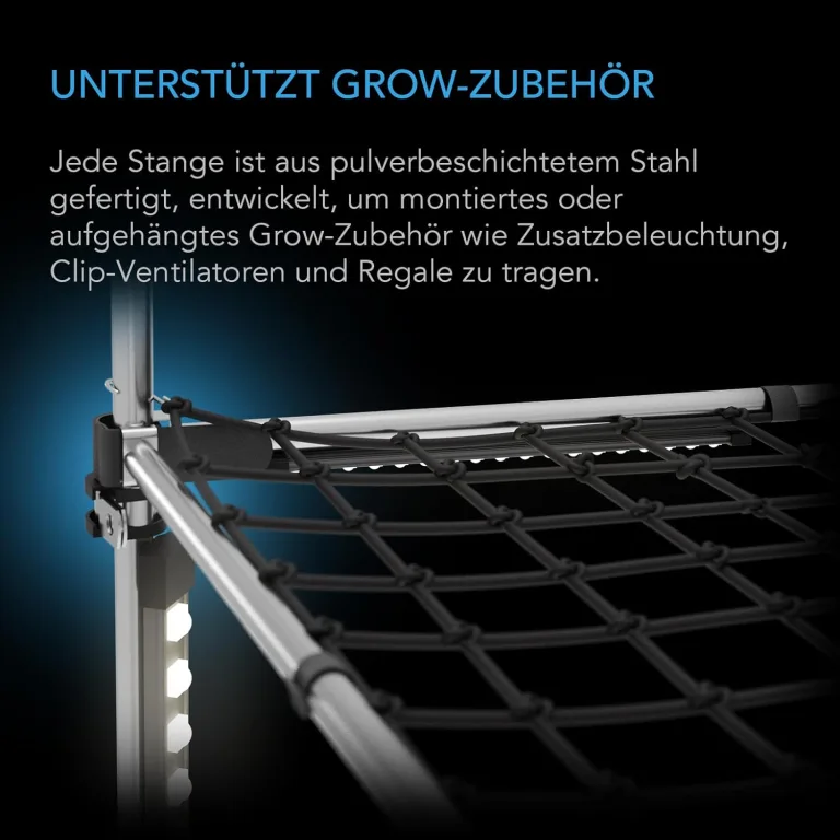 AC Infinity Schwerlast-Grow-Zelt-Montagestangen 60x60 cm, High Airflow CFM Kit Verhindert Einziehen der Wände, Trellis- und Zusatzbeleuchtungs-Montage für alle 60x60 cm Indoor-Grow-Zelte – Bild 4