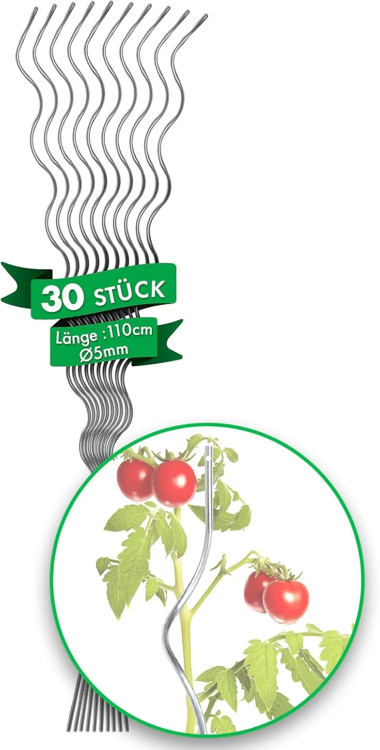 KARAT Tomatenspiralstäbe - 180 cm Länge - 10 Stück - Tomatenstab - Spiralstab - Rankstab - Tomaten Rankhilfe - Pflanzstab aus verzinktem Stahl – Bild 8