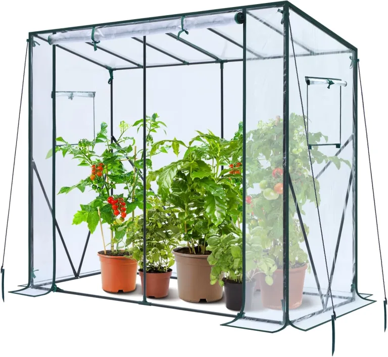 Ohuhu Gewächshaus Foliengewächshaus überwinterungszelt für Pflanzen, Begehbarer Gewächshaus Klein mit PE-Abdeckung Stabil 200x77x170 cm Winterfest Tomatenhaus für Optimales Pflanzenwachstum – Bild 8