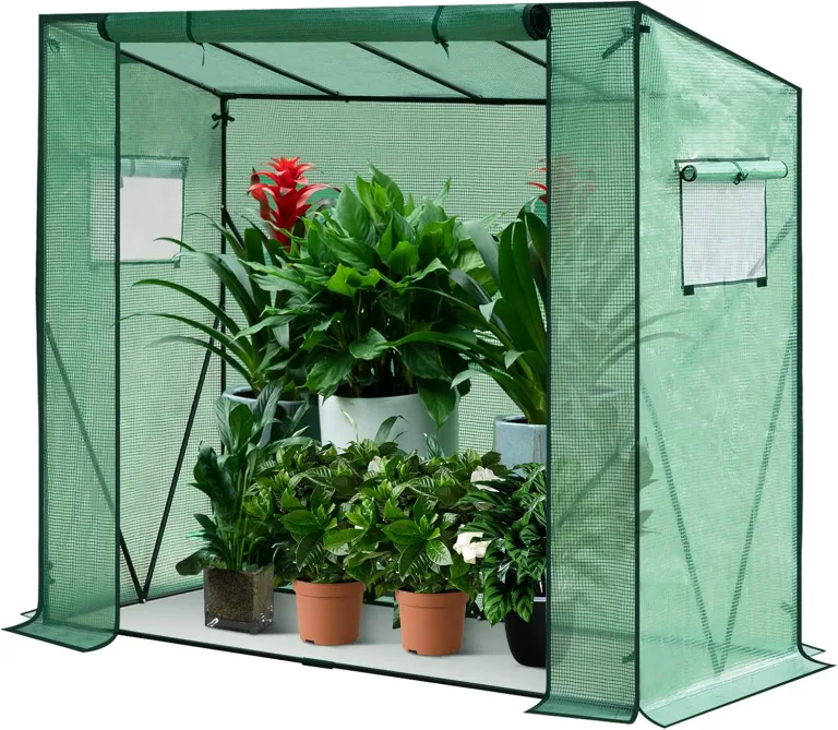 WOLTU Foliengewächshaus 130 g/m², PE halbtransparente Tomatengewächshaus, Plane wasserdicht wetterfest Mehrzwecktreibhaus Pflanzenhaus, Garten, Terrasse, Hinterhof, 200x77x146/169 cm, Grün – Bild 2