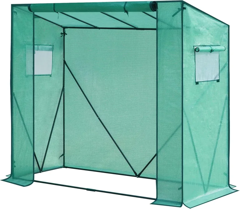 WOLTU Foliengewächshaus 130 g/m², PE halbtransparente Tomatengewächshaus, Plane wasserdicht wetterfest Mehrzwecktreibhaus Pflanzenhaus, Garten, Terrasse, Hinterhof, 200x77x146/169 cm, Grün – Bild 1