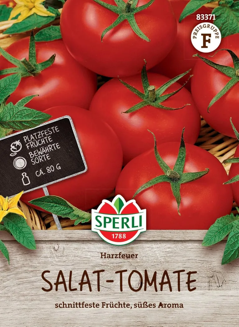 Sperli 83371, Tomate Harzfeuer F1, Portionssaatgut, bewährte Salat-Tomate, schnittfeste Früchte, süß-aromatisch im Geschmack – Bild 1