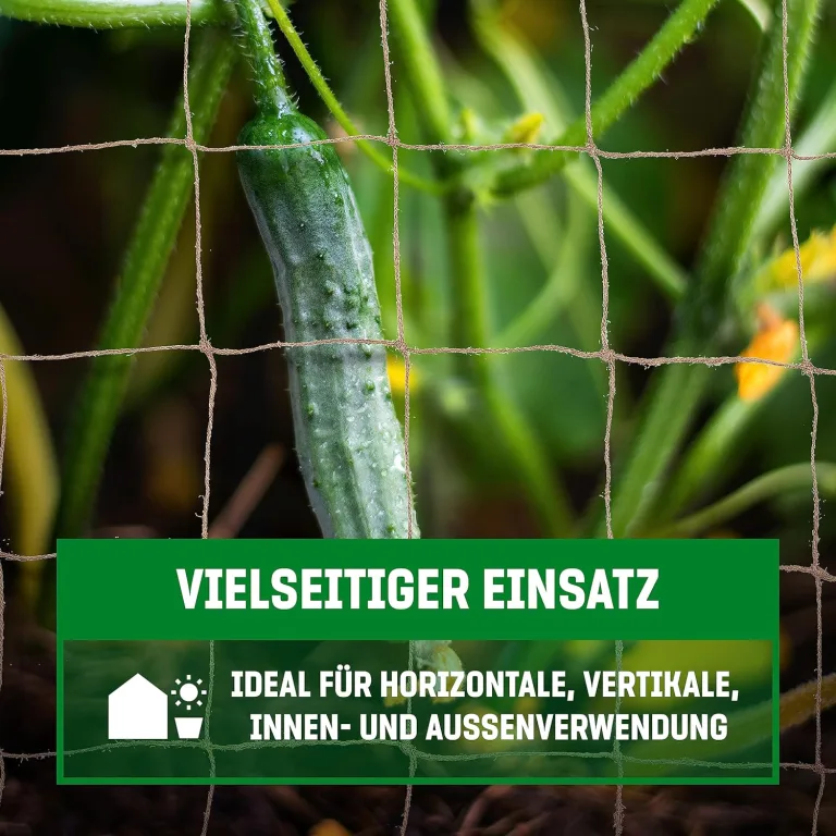 GardenGloss Jute Ranknetz Nachhaltig 100% Biologisch Abbaubar - Mit grosser Maschenweite für Gurken, Tomaten und Anderen Gemüsepflanzen - Rankhilfen für Kletterpflanzen – Bild 3