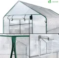 VOUNOT® Gewächshaus Foliengewächshaus, begehbares Gartenhäuschen mit 12 Regalebenen, Tomatenhaus Tomatengewächshaus, Weiß 143x215x195cm - Thumbnail 6
