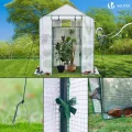 VOUNOT® Gewächshaus Foliengewächshaus, begehbares Gartenhäuschen mit 4 Regalebenen, Tomatenhaus Tomatengewächshaus, Weiß 143x73x195cm - Thumbnail 7