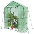 VOUNOT® Gewächshaus Foliengewächshaus, begehbares Gartenhäuschen mit 4 Regalebenen, Tomatenhaus Tomatengewächshaus, Weiß 143x73x195cm - Thumbnail 9