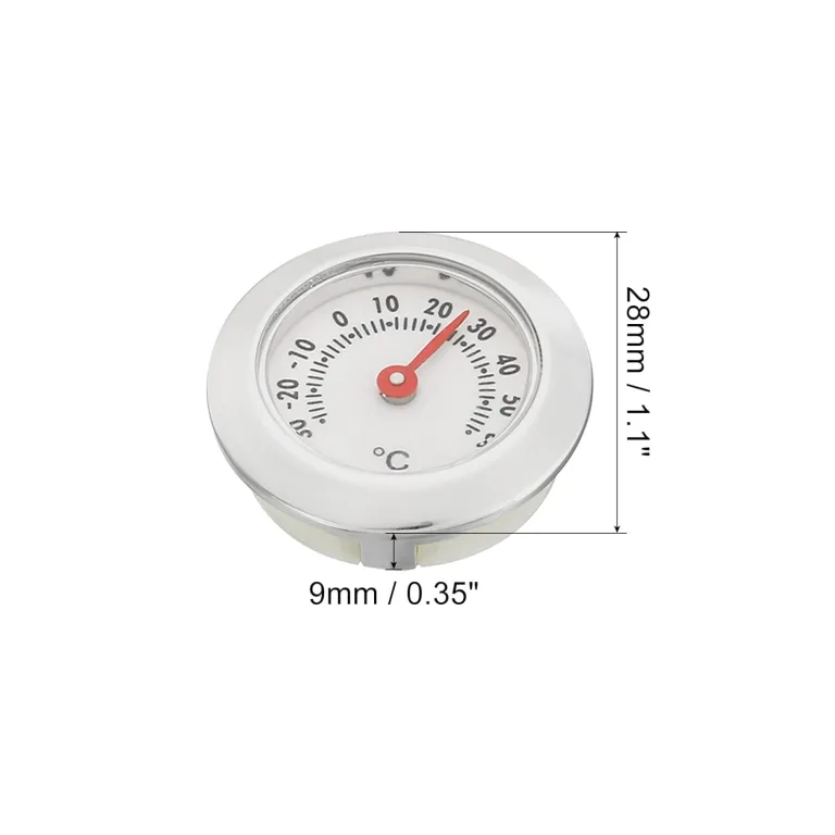 PATIKIL 1.1 Zoll Mini Indoor Outdoor Thermometer Runde Temperatur Monitor Celsius/Fahrenheit Gauge Keine Batterie für Gewächshaus Tisch Raum Silberton – Bild 2