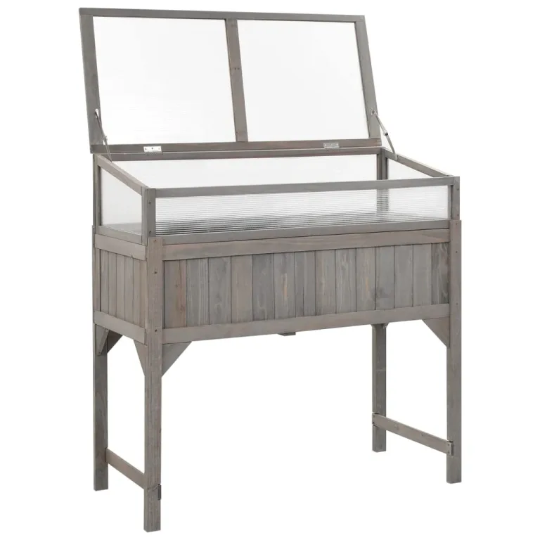110x54x120 cm Hochbeet mit Gewächshaus Tanne GewäChshaus Klein Frostschutz Pflanzen Winterschutz FrostwäChter GewäChshaus Winterfest GeräTehaus Tomatenhaus Massivholz – Bild 2