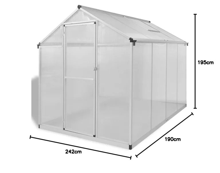 242x190x195 cm Verstärktes Gewächshaus Aluminium 4,6 m² GewäChshaus Klein Frostschutz Pflanzen Winterschutz FrostwäChter GewäChshaus Winterfest GeräTehaus Tomatenhaus Rinnensystem&Lüftung – Bild 9
