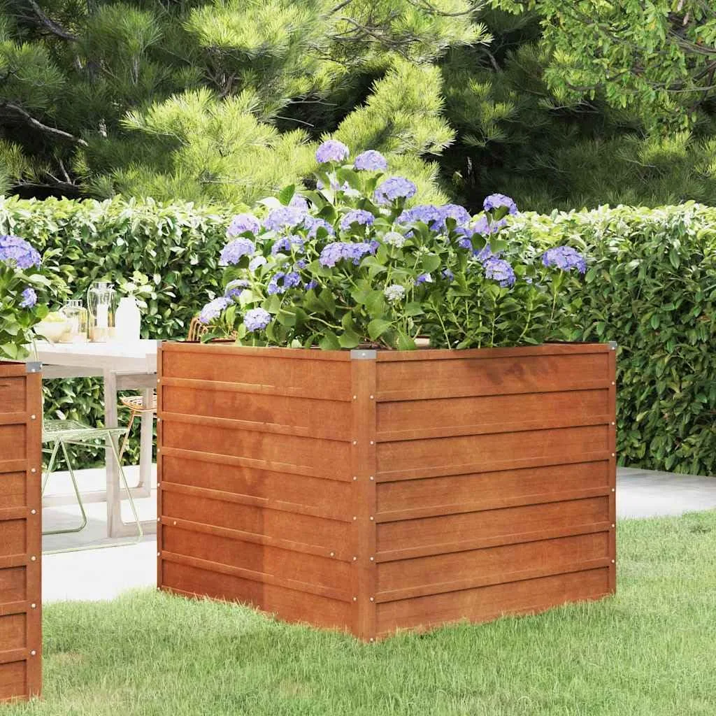 vidaXL Hochbeet, Hochbeet für Garten Balkon Terrasse, Kräuterhochbeet zum Selber Bauen, Gemüsebeet Pflanzkübel aus Metall, Grau Cortenstahl - Bild 1