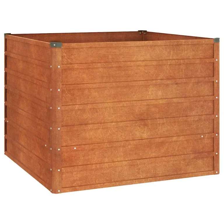 vidaXL Hochbeet, Hochbeet für Garten Balkon Terrasse, Kräuterhochbeet zum Selber Bauen, Gemüsebeet Pflanzkübel aus Metall, Grau Cortenstahl – Bild 2