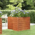 vidaXL Hochbeet, Hochbeet für Garten Balkon Terrasse, Kräuterhochbeet zum Selber Bauen, Gemüsebeet Pflanzkübel aus Metall, Grau Cortenstahl - Thumbnail 1