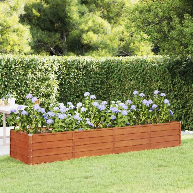 vidaXL Hochbeet, Hochbeet für Garten Balkon Terrasse, Kräuterhochbeet zum Selber Bauen, Gemüsebeet Pflanzkübel aus Metall, Grau Cortenstahl – Bild 2