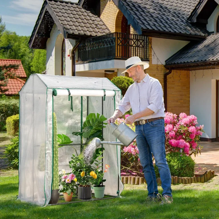 GOPLUS Gewächshaus Balkon, Foliengewächshaus Winterfest, Tomatenhaus Gartengewächshaus für Blumen & Pflanzen (PE, 100 x 80 x 150 cm) – Bild 7