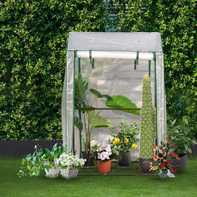 GOPLUS Gewächshaus Balkon, Foliengewächshaus Winterfest, Tomatenhaus Gartengewächshaus für Blumen & Pflanzen (PE, 100 x 80 x 150 cm) – Bild 8