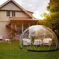 Gewächshaus Gartenkuppel Iglu, 3,6 x 2,2 m, PVC-Kuppelzelt, witterfest, Blasenzelt mit 2 x 10 m Lichterketten, transparente Hülsenabdeckung, Geodätsystem - Thumbnail 8