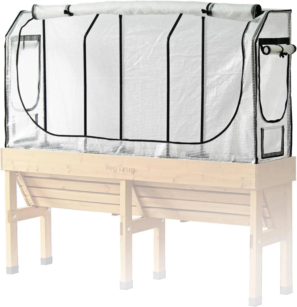 VegTrug® Gewächshausaufsatz Wall Hugger - Hochbeet Abdeckung mit Micro-Net-Funktion & PE-Folie - Frühbeet Aufsatz für Pflanzkasten - 179,5x41,5x90 cm