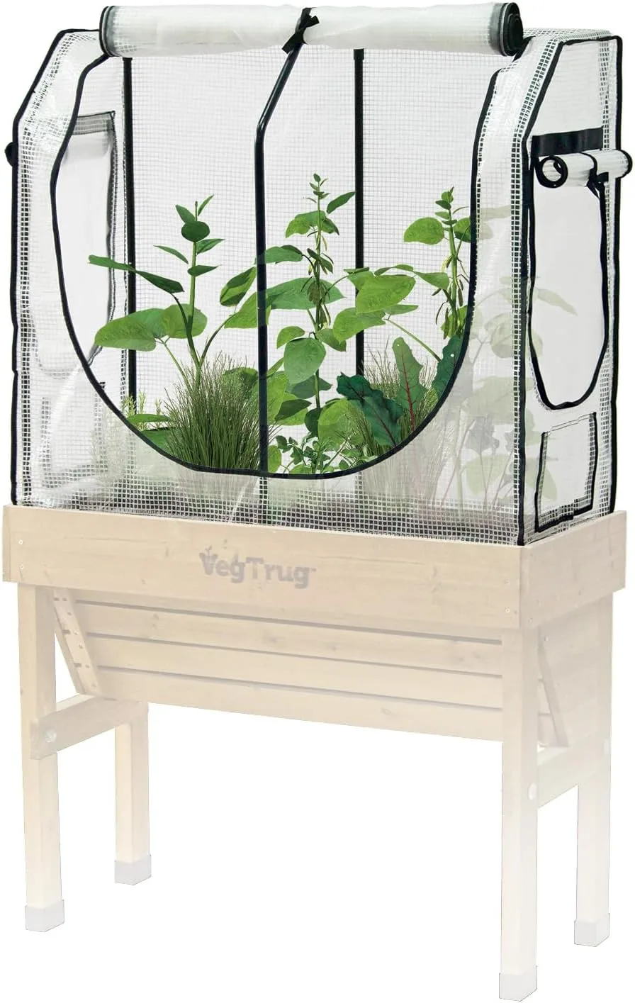 VegTrug® Gewächshausaufsatz Wall Hugger - Hochbeet Abdeckung mit Micro-Net-Funktion & PE-Folie - Frühbeet Aufsatz für Pflanzkasten - 99,5x41,5x90 cm