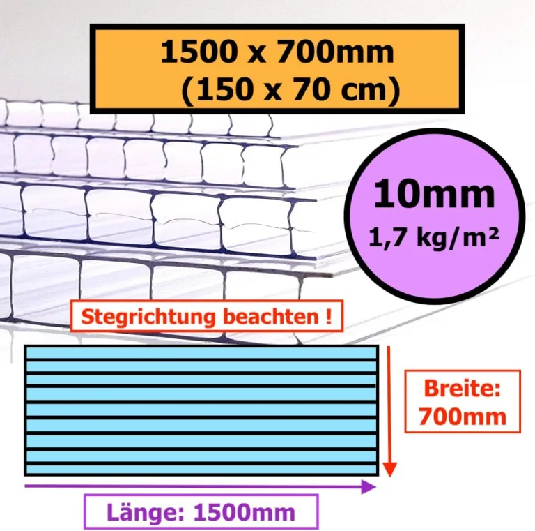 ◼️ Gewächshausplatten ◼️ 700 x 1500 mm ◼️ Doppelstegplatte ◼️ Hohlkammerplatte ◼️ Polycarbonat ◼️ 4 mm ▪️ 6mm ▪️ 8 mm ▪️ 10 mm Stärke ◼️ (4mm | 1 Stück | Wunsch-Zuschnitt) – Bild 5