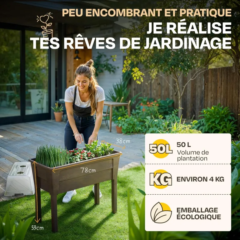 Ondis24 Garten Hochbeet Blumenkübel Victoria für Balkon, Pflanzkasten mit Gewächshaus, Volumen 50 L, Wasserspeicher, Tröpfchenbewässerung, abnehmbare Füße, Outdoor geeignet (Braun) – Bild 2