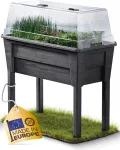Ondis24 Garten Hochbeet Blumenkübel Victoria für Balkon, Pflanzkasten mit Gewächshaus, Volumen 50 L, Wasserspeicher, Tröpfchenbewässerung, abnehmbare Füße, Outdoor geeignet (Braun) - Thumbnail 8