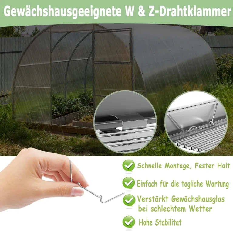 14 Stück Polycarbonat Hohlkammerstegplatten UV-beständigem Doppelstegplatte Gewächshausplatten 605x1210x4mm 10,25 m² Stegplatte Hohlkammerplatten für Gewächshaus mit 50x Klammern & 50x Z-Clips – Bild 8