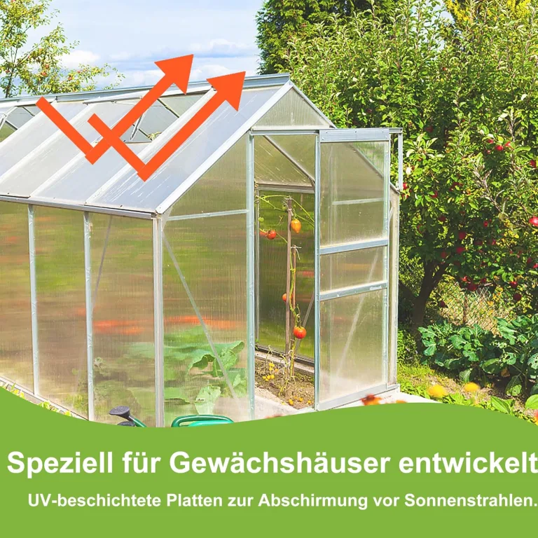 14 Stück Polycarbonat Hohlkammerstegplatten UV-beständigem Doppelstegplatte Gewächshausplatten 605x1210x4mm 10,25 m² Stegplatte Hohlkammerplatten für Gewächshaus mit 50x Klammern & 50x Z-Clips – Bild 4