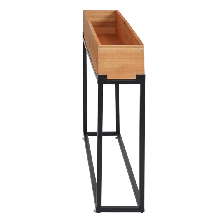 Hochbeet HWC-L32, Pflanzkasten Blumenkasten Gemüsebeet, Holz-Stahl 62x80x16cm - Gestell schwarz, naturfarben – Bild 7