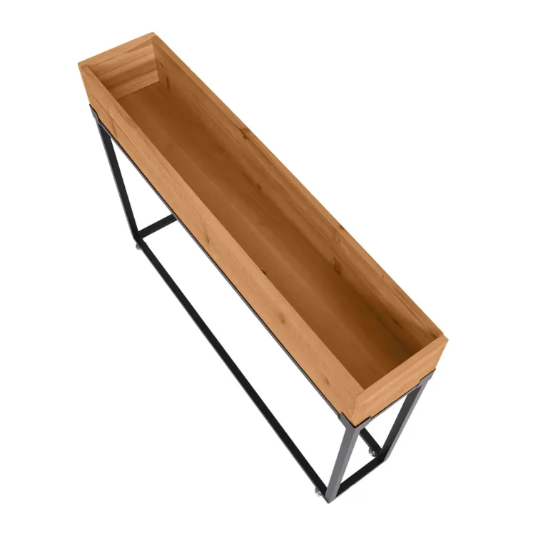 Hochbeet HWC-L32, Pflanzkasten Blumenkasten Gemüsebeet, Holz-Stahl 62x80x16cm - Gestell schwarz, naturfarben – Bild 8