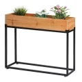 Hochbeet HWC-L32, Pflanzkasten Blumenkasten Gemüsebeet, Holz-Stahl 62x80x16cm - Gestell schwarz, naturfarben - Thumbnail 10