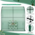 GOPLUS Gewächshaus, Foliengewächshaus mit 3-stöckigem Blumenregal & PE-Gitterabdeckung, Tomatengewächshaus mit 2 Rolltüren, Tomatenhaus Treibhaus Wandgewächshaus, 198,5 x 98 x 215 cm, Grün - Thumbnail 8