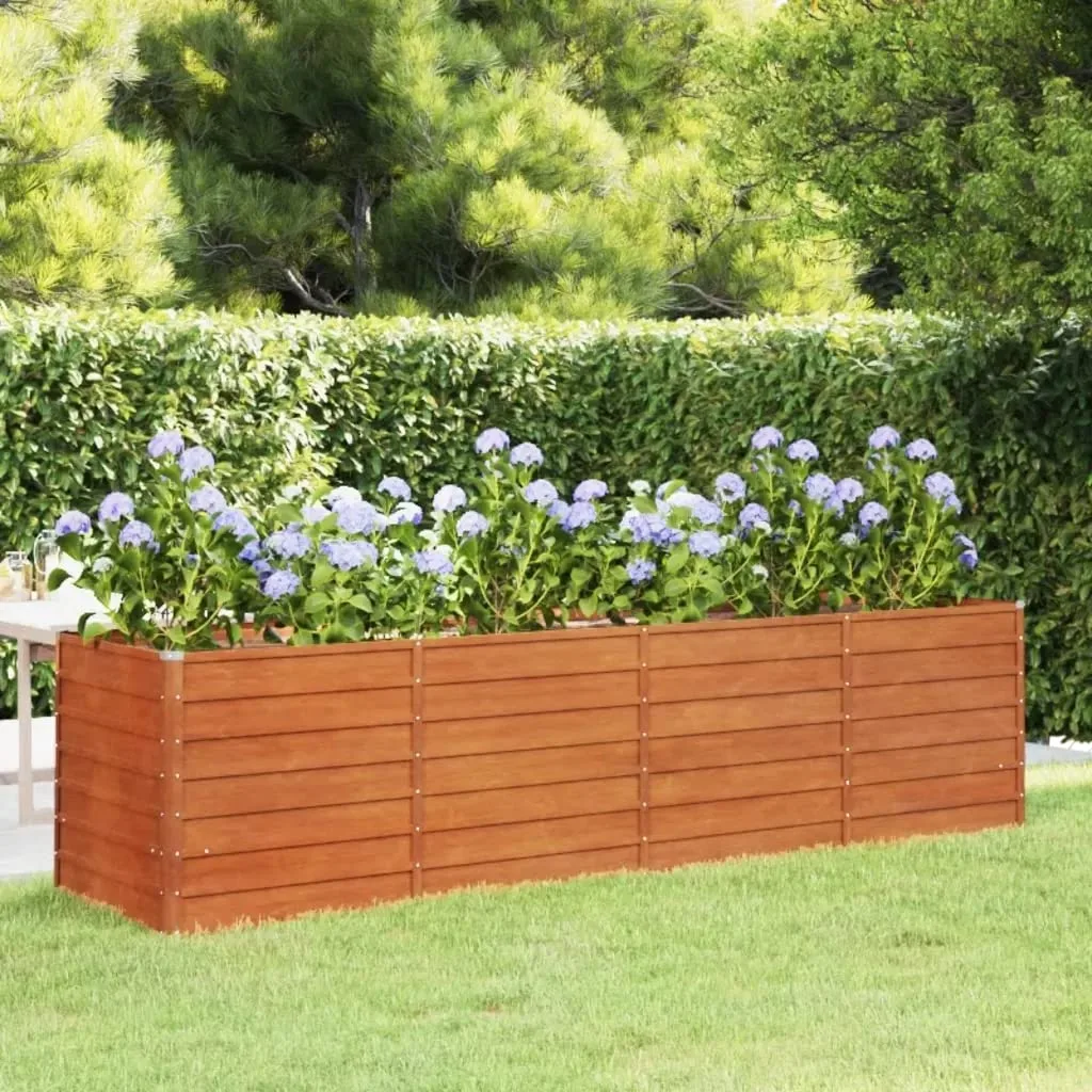 vidaXL Hochbeet, Hochbeet für Garten Balkon Terrasse, Kräuterhochbeet zum Selber Bauen, Gemüsebeet Pflanzkübel aus Metall, Grau Cortenstahl - Bild 1