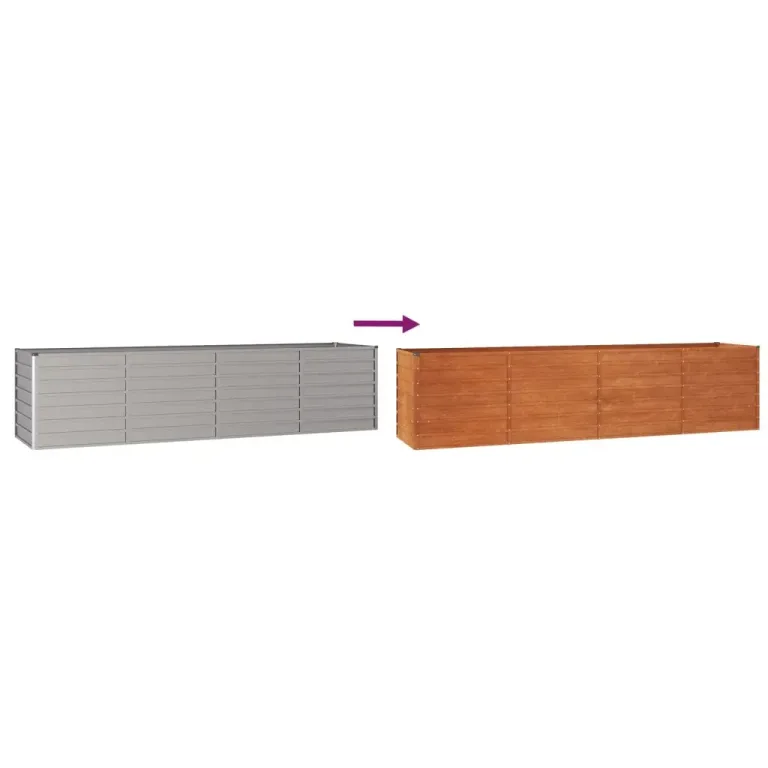 vidaXL Hochbeet, Hochbeet für Garten Balkon Terrasse, Kräuterhochbeet zum Selber Bauen, Gemüsebeet Pflanzkübel aus Metall, Grau Cortenstahl – Bild 6
