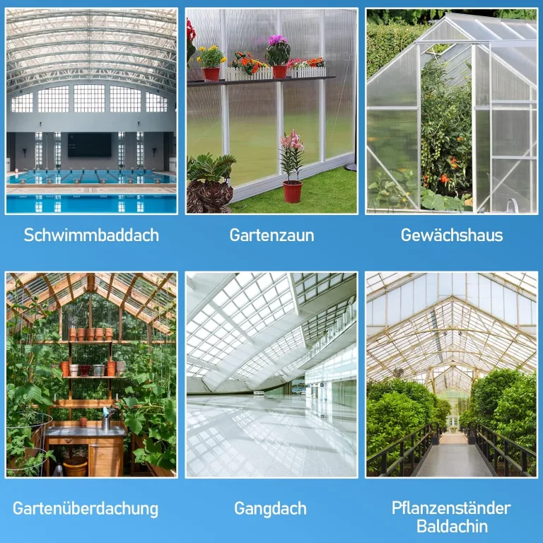 14x Polycarbonat Hohlkammerstegplatten 4mm Doppelstegplatte Polycarbonat 60,5 x 121 cm | 10,25 m² Gewächshausplatte UV-beständigen für Gewächshaus Garten Treibhaus Ersatzplatten – Bild 7