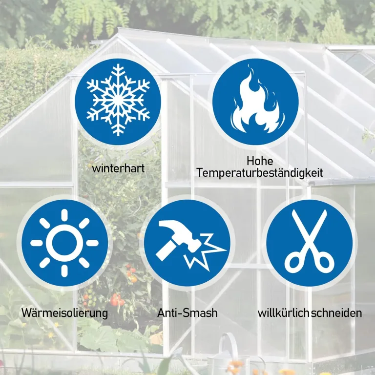 14x Polycarbonat Hohlkammerstegplatten 4mm Doppelstegplatte Polycarbonat 60,5 x 121 cm | 10,25 m² Gewächshausplatte UV-beständigen für Gewächshaus Garten Treibhaus Ersatzplatten – Bild 3