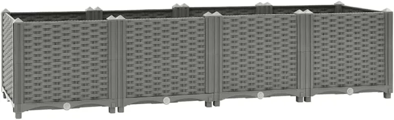 vidaXL Hochbeet, Kräuterbeet Gemüsebeet zum Selber Bauen, Blumenkasten im Rattan-Look, Pflanzkasten für Garten Terrasse Balkon, Polypropylen – Bild 1