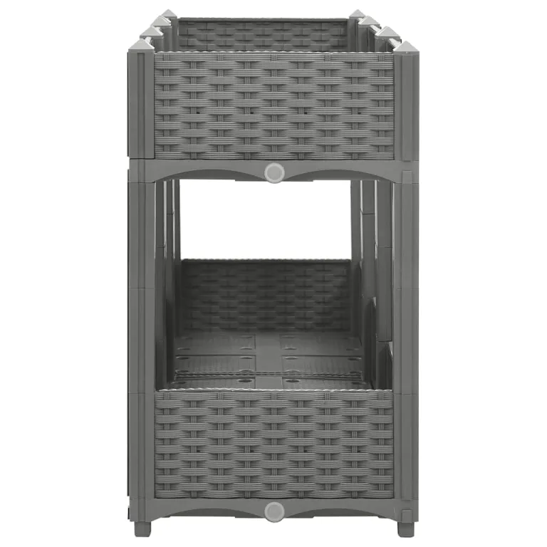 vidaXL Hochbeet, Hochbeet für Garten Balkon Terrasse, Gemüsebeet Pflanzkasten zum Selber Bauen, Blumenbeet Blumenkasten Rattan-Optik, Polypropylen – Bild 6