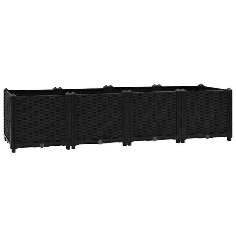 vidaXL Hochbeet, Kräuterbeet Gemüsebeet zum Selber Bauen, Blumenkasten im Rattan-Look, Pflanzkasten für Garten Terrasse Balkon, Polypropylen – Bild 10