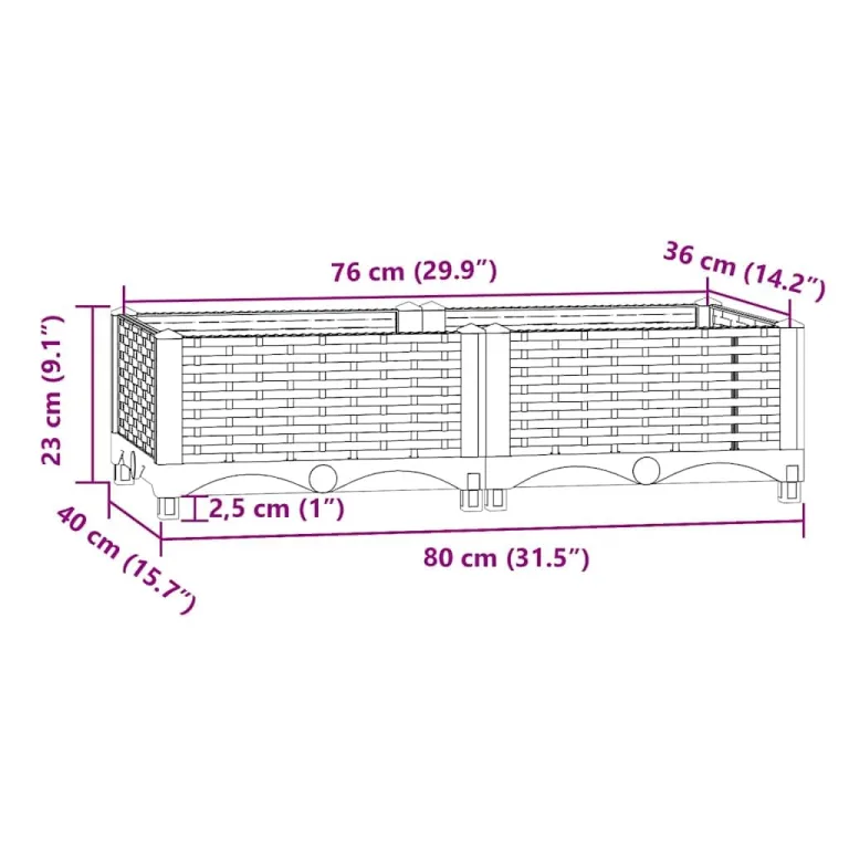 vidaXL Hochbeet, Hochbeet für Garten Balkon Terrasse, Gemüsebeet Pflanzkasten zum Selber Bauen, Blumenbeet Blumenkasten Rattan-Optik, Polypropylen – Bild 2
