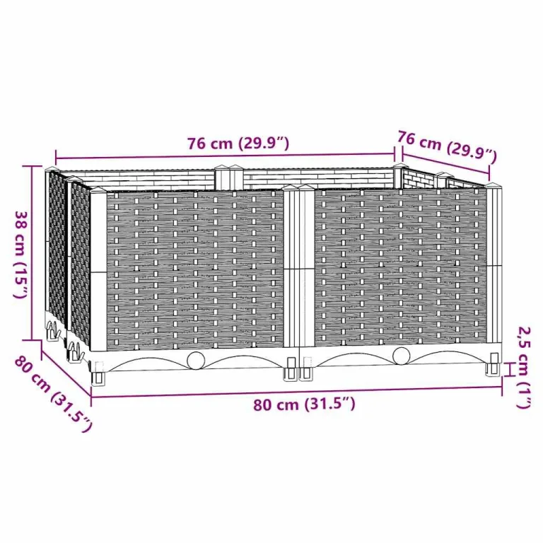 vidaXL Hochbeet, Hochbeet für Garten Balkon Terrasse, Gemüsebeet Pflanzkasten zum Selber Bauen, Blumenbeet Blumenkasten Rattan-Optik, Polypropylen – Bild 2