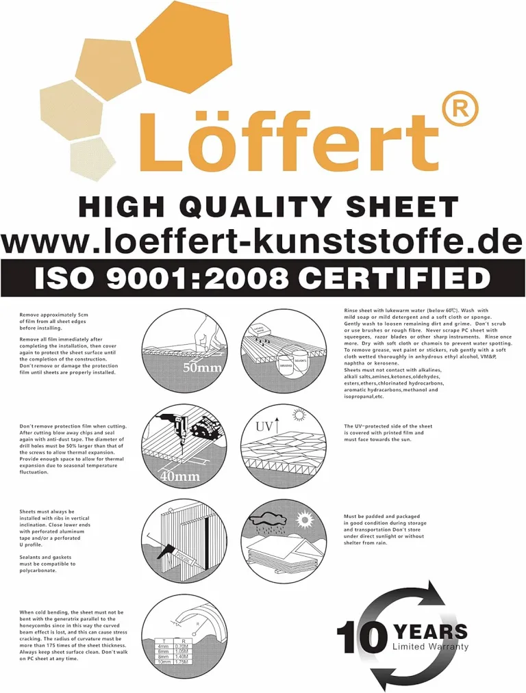 Löffert® Stegplatten Gewächshaus Set | Polycarbonat | 4mm - 6mm - 8mm - 10mm | alle Standardgrößen & Zuschnitt auf Maß (4mm - 5 Stück, 1500x700 mm) – Bild 8