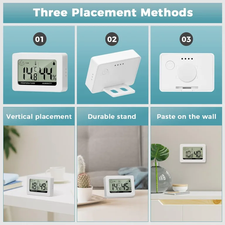 Hygrometer Thermometer Digitales Mini Innen Temperatur Luftfeuchtigkeit Messgerät mit Komfortstufen Indikator und Halterung für Büro Wohnzimmer Gewächshaus 6 Stücke – Bild 6
