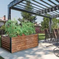 STREND PRO Hochbeet Metall 200x100x77 cm (LxBxH) Holz Imitation | Pflanzkasten Holz Effekt | Blumenkasten Holz Effekt | Garten Pflanzkasten Hoch | Gemüsebeet | Gartenbeet | Hochbeet Balkon Pflanzbeet - Thumbnail 9