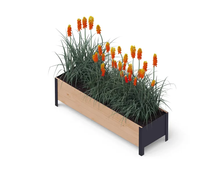 Upyard Holz Hochbeet für Garten, Terrasse und Balkon - Blumenkasten mit Innenvlies und wasserdichter Kunststoffeinlage - Pflanzkasten für Innen- und Außenbereich, 118x36x32, Schwarz – Bild 9