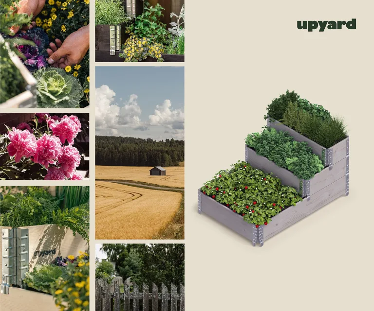 Upyard Stepped Bed - modernes Hochbeet aus Palettenrahmen - modulares, mehrstufiges Hochbeet aus Naturholz für Garten und Terrasse, 120x80x58,5, Grau – Bild 7