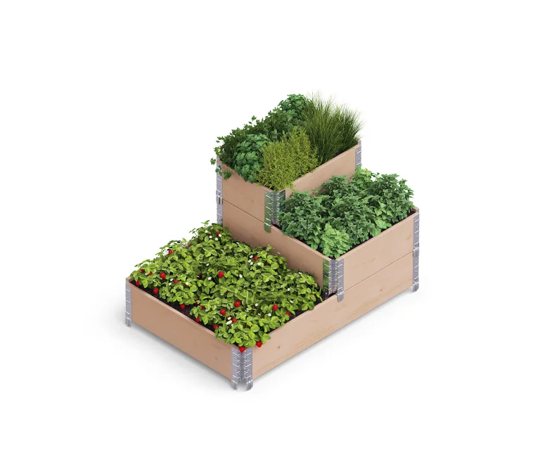 Upyard Stepped Bed - modernes Hochbeet aus Palettenrahmen - modulares, mehrstufiges Hochbeet aus Naturholz für Garten und Terrasse, 120x80x58,5, Grau – Bild 10