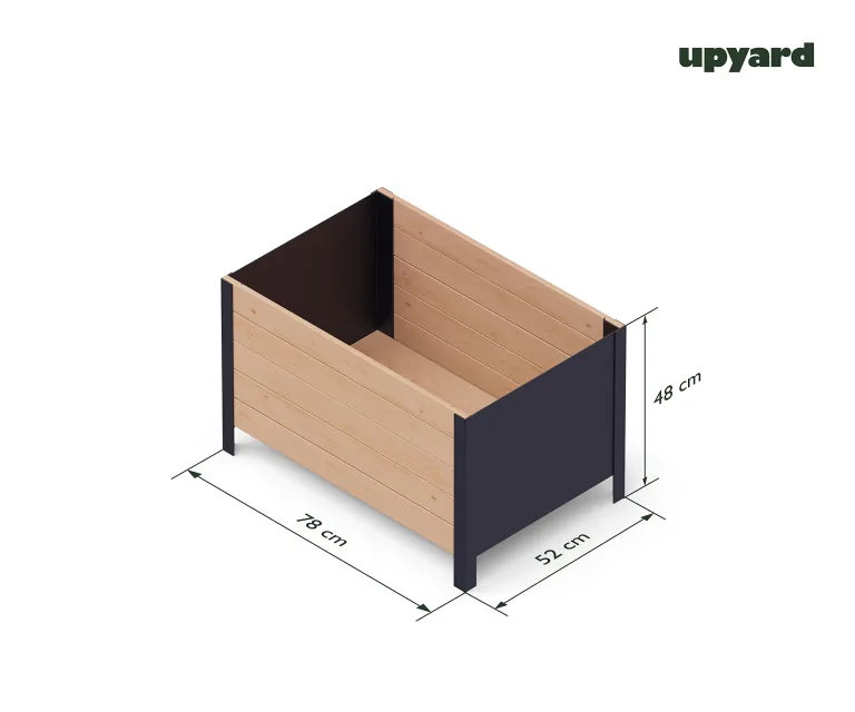 Upyard Holz Hochbeet für Garten, Terrasse und Balkon - Blumenkasten mit Innenvlies und wasserdichter Kunststoffeinlage - Pflanzkasten für Innen- und Außenbereich, 78x52x48, Braun – Bild 2