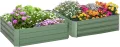 Outsunny Hochbeet Set, 2-TLG. Gartenbeet, Pflanzkasten, Blumenkasten, Pflanzkübel, Blumenkübel für Garten, Terrasse, Verzinkter Stahl, Grün, 100 x 100 x 30 cm - Thumbnail 1